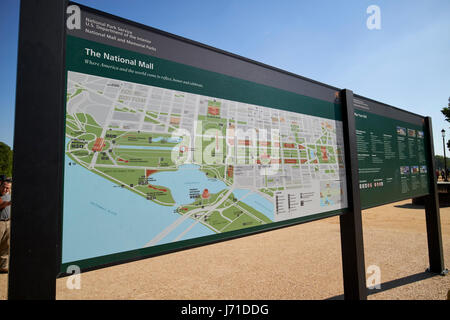 tourist information map of the national mall Washington DC USA Stock Photo