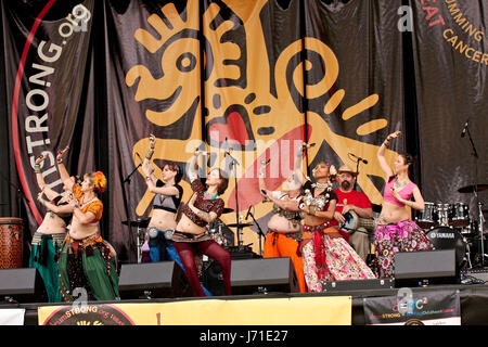 Belly Dancers on Main Stage at DrumStrong Stock Photo