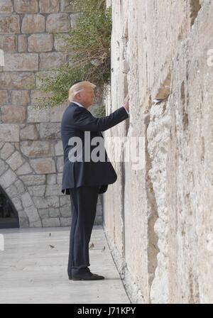 Jerusalem, Israel. 22nd May, 2017. U.S. President Donald Trump during a visit to the Western Wall May 22, 2017 in Jerusalem, Israel. Credit: Planetpix/Alamy Live News Stock Photo