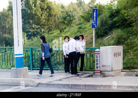 May 23, 2017 - Pyongyan, Pyongyan, China - Pyongyang, North Korea-August 2016: (EDITORIAL USE ONLY. CHINA OUT) Middle school students walking on street in Pyongyang. (Credit Image: © SIPA Asia via ZUMA Wire) Stock Photo