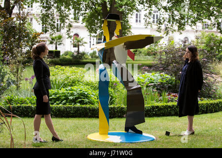 London, UK. 23 May 2017. Dancing Couple, 1988, by Allen Jones, est. GBP 15,000-25,000. Christie's presents an outdoor exhibition of modern sculptures in St James's Square on view to the public from 23 May to 29 June 2017. The exhibition displays eight works that will be offered in the Modern British Art and Impressionist & Modern Art sales as part of 20th Century at Christie's. The sales take place from 26 to 29 June 2017. Photo: Vibrant Pictures/Alamy Live News Stock Photo