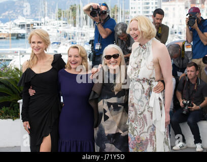 Cannes, France. 23rd May, 2017. Actresses Nicole Kidman, Elisabeth Moss, director Jane Campion, actress Gwendoline Christie (From L to R) pose for a photocall of 'Top Of The Lake: China Girl' during the 70th Cannes Film Festival in Cannes, France, on May 23, 2017. Credit: Xu Jinquan/Xinhua/Alamy Live News Stock Photo