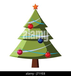 Christmas tree icon, cartoon style Stock Vector