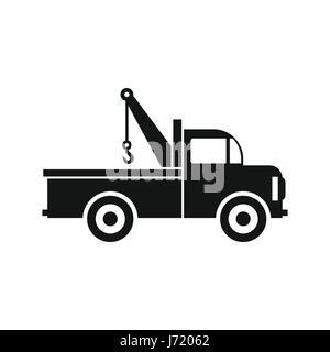 Car towing truck icon in flat style icon Stock Vector