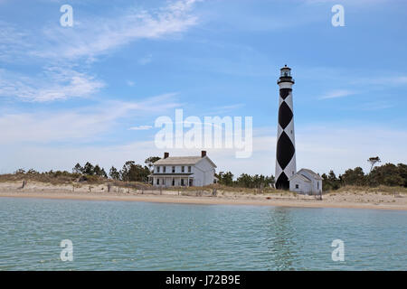 Cape Lookout Lighthouse on the Southern Outer Banks or Crystal Coast of North Carolina viewed from the water Stock Photo