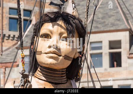 Montreal, CA - 20 May 2017: Royal de Luxe Giants as part of the commemorations of the 375th anniversary of Montreal Stock Photo