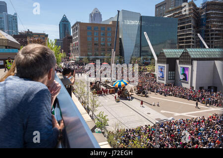 Montreal, CA - 20 May 2017: Royal de Luxe Giants as part of the commemorations of the 375th anniversary of Montreal Stock Photo