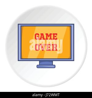 Monitor with word game over icon, cartoon style Stock Vector