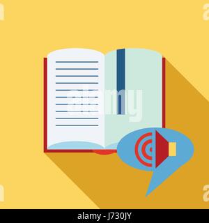 Audio translation icon, flat style Stock Vector