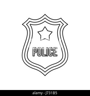 Police shield badge icon, outline style Stock Vector