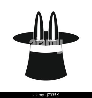 Rabbit ears appearing from a top magic hat icon Stock Vector