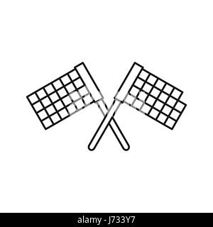 Crossed flags icon, outline style Stock Vector