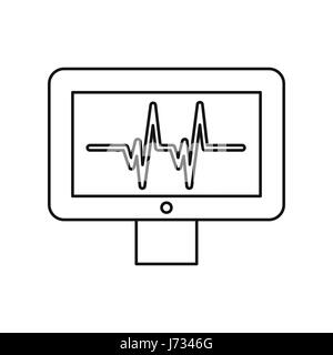 Electrocardiogram monitor icon, outline style Stock Vector