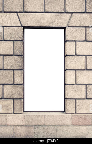 Mock up of store blank street showcase window in a city Stock Photo