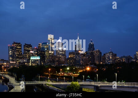 Cute Philadelphia night skyline at its best Stock Photo