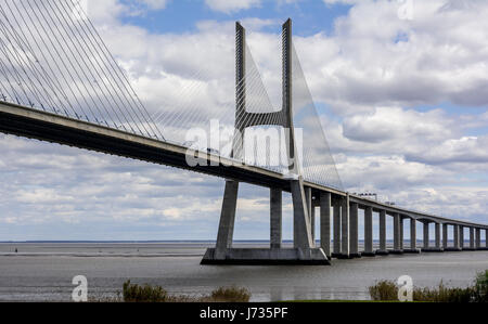 Bridge Vasco da Gama over Tagus River in Lisbon Stock Photo