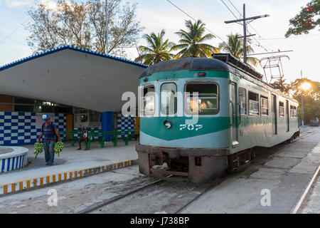 The Hershey Train sitting at the Casablanca station in Havana, Cuba. Stock Photo