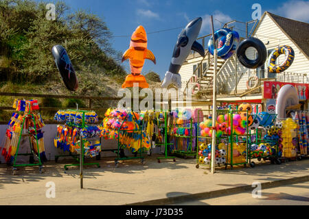 Beach toy shop at Camber Sands beach, East Sussex, England, UK Stock Photo