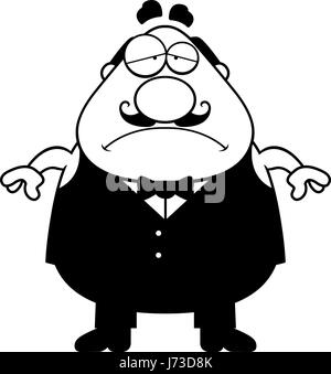 A cartoon illustration of a waiter looking sad. Stock Vector