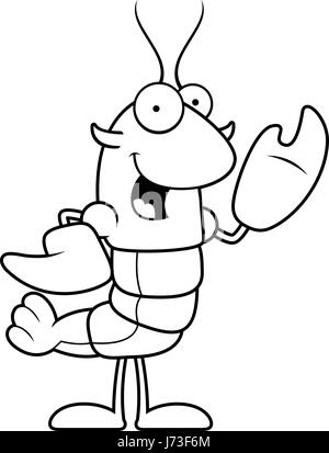 A cartoon illustration of a crawfish waving. Stock Vector