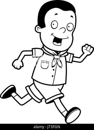A happy cartoon boy scout running and smiling Stock Vector Image & Art ...