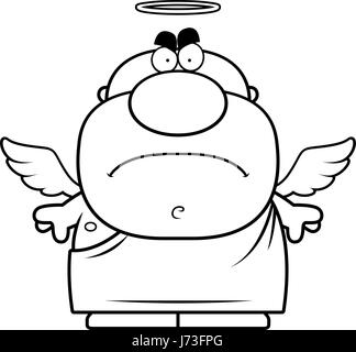 A cartoon illustration of an angel with an angry expression. Stock Vector