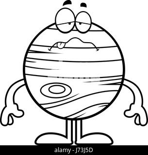 A cartoon illustration of the planet Jupiter looking sick. Stock Vector