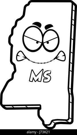 A cartoon illustration of the state of Mississippi looking angry Stock ...