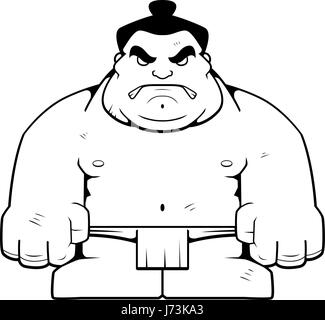 A big cartoon sumo wrestler with an angry expression. Stock Vector