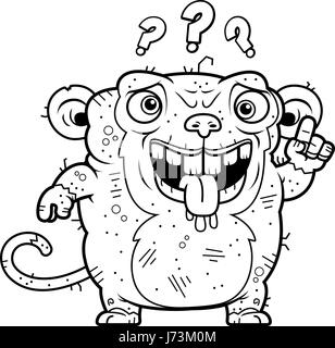 A cartoon illustration of an ugly monkey looking confused. Stock Vector