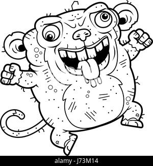 A cartoon illustration of an ugly monkey looking crazy. Stock Vector