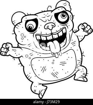 A cartoon illustration of an ugly panda bear looking crazy. Stock Vector