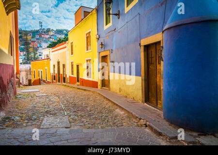 Street in Guanajuato, Mexico ------ Guanajuato is a city and municipality in central Mexico and the capital of the state of the same name. It is part  Stock Photo