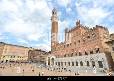 Mangia Tower and piazza del Campo Siena, Italy Stock Photo