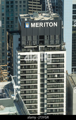 View of an apartment building constructed by Meriton in Sydney CBD Stock Photo