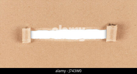 ripped hole in brown paper business blank panorama design pattern background Stock Photo