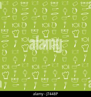Kitchenware pattern, Vector illustration. Stock Vector