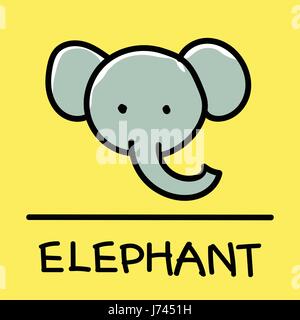 Cute elephant hand-drawn style,drawing,hand drawn vector illustration. Stock Vector