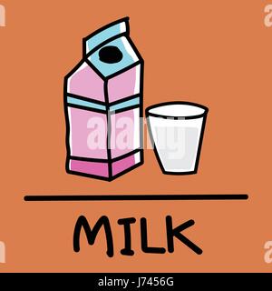 Cute milk hand-drawn style,drawing,hand drawn vector illustration. Stock Vector