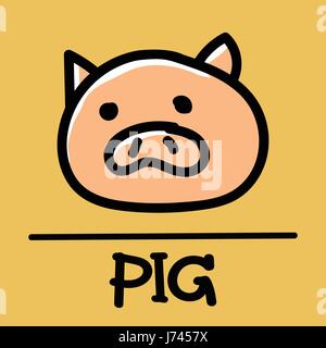 Cute pig hand-drawn style,drawing,hand drawn vector illustration. Stock Vector