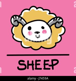 Cute sheep hand-drawn style,drawing,hand drawn vector illustration. Stock Vector