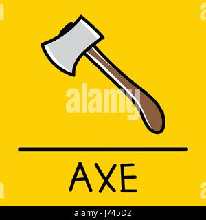 Axe hand-drawn style, drawing, hand drawn,  illustration. Stock Vector