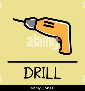 Hammer hand-drawn style, drawing, hand drawn,  illustration. Stock Vector