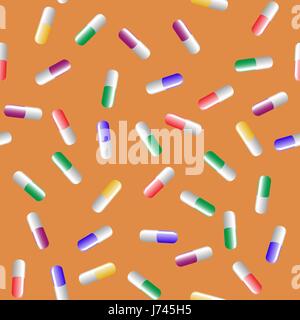 Colorful Pills Seamless Pattern Stock Vector