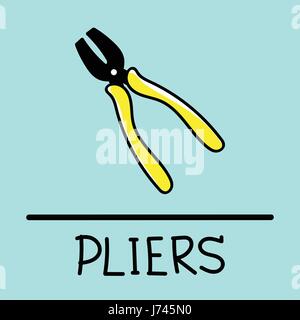 Pliers hand-drawn style, drawing, hand drawn,  illustration. Stock Vector