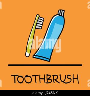 Toothbrush hand-drawn style,drawing,hand drawn, illustration. Stock Vector