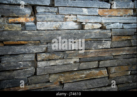 contemporary slate stone wall, close up Stock Photo