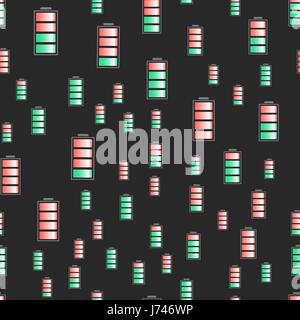 Different Charge of Battery Seamless Pattern Stock Vector