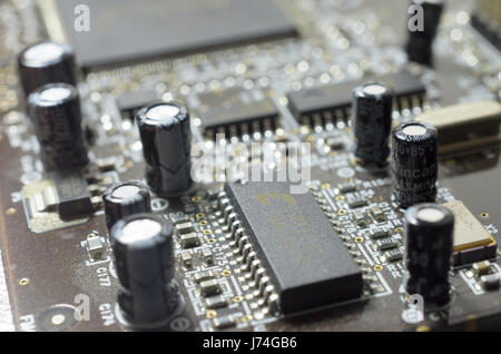 Motherboard. View from different angles. Modern technologies Stock Photo