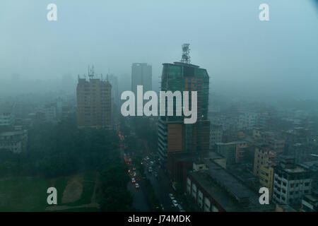 A view of Dhaka city during heavy rainfall, Bangladesh Stock Photo